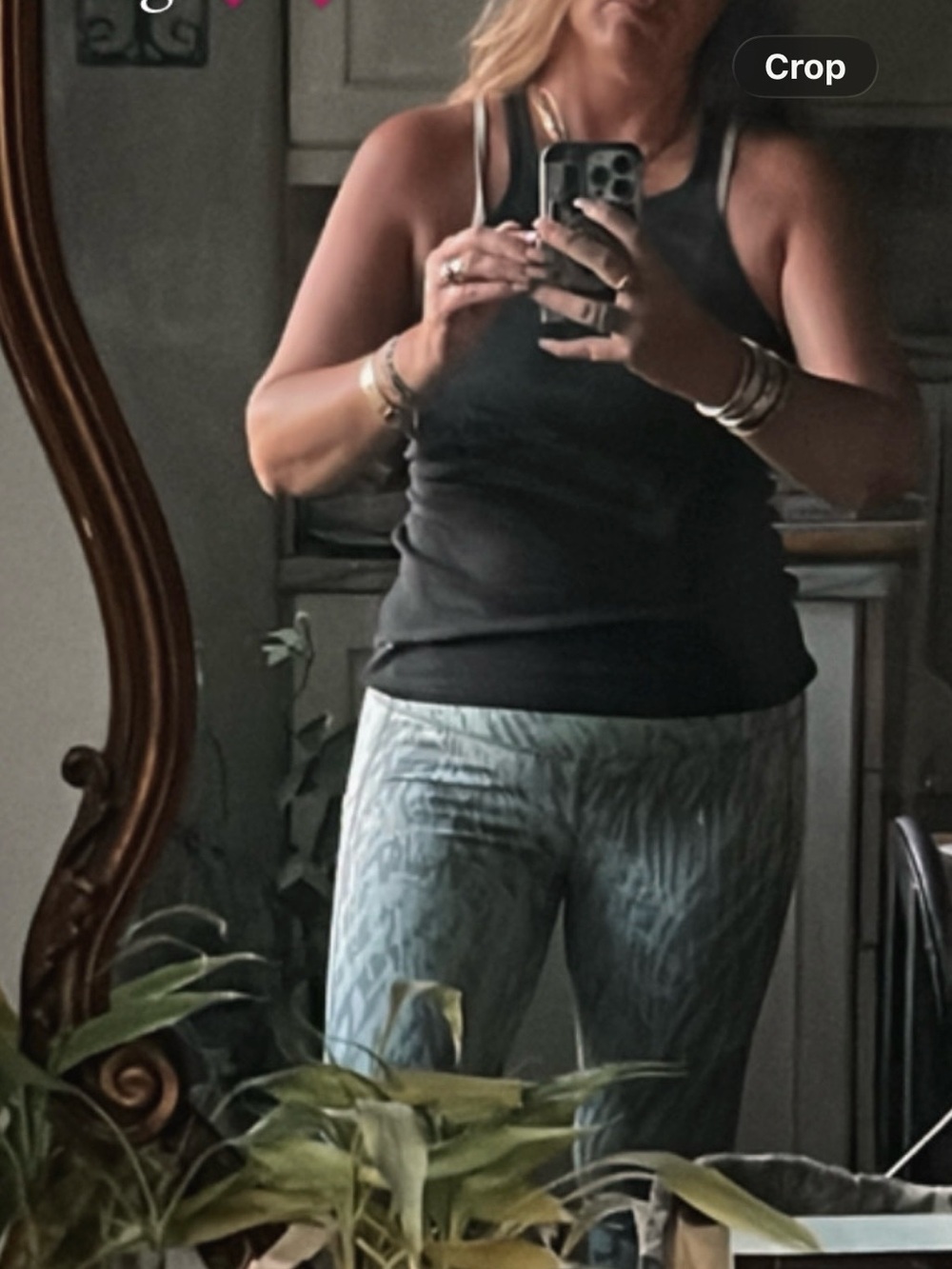 Zella Mint Green and Gray Patterned High-Waist Leggings